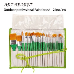 Artsecret Paint-Brush Set 24PC/Pouch Acrylic And Oil Painting For Outdoor Traveling Mountains Art Tools No.2252