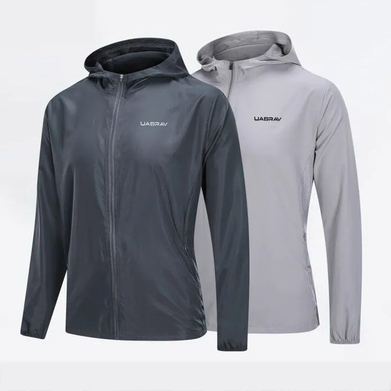 Autumn Winter Thin Sports Jacket Men Outdoor Casual Running Hooded Fitness Jacket Long-sleeved Men's Workout Clothes Plus Size