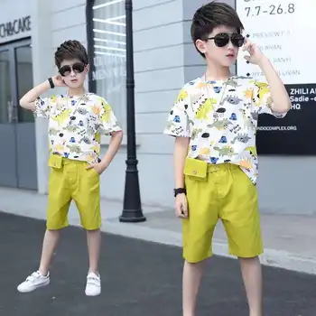 

Boys summer suit 2020 new casual children's full print dinosaur cotton short sleeve boys' T-shirt + shorts 2-13 yrs boys clothes
