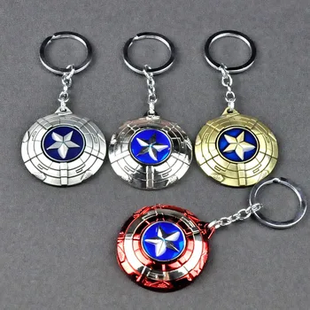 

[Funny] 30pcs/lot The Captain America shield model Pendant keychain toys metal car key chain phone Keyring blister pack