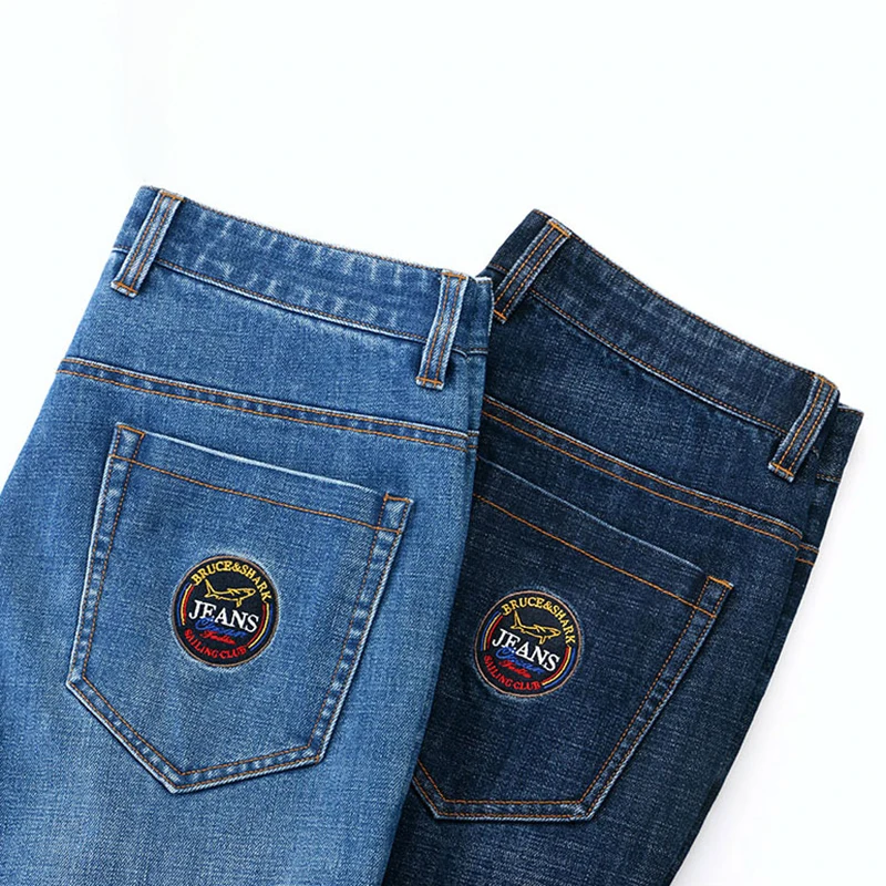 Flash Sale Bruce&Shark  Brand Mens Winter Blue  Jeans Lined Stretch Denim pants Jeans For Men Slim Fit student youth Jeans 28-42size8236