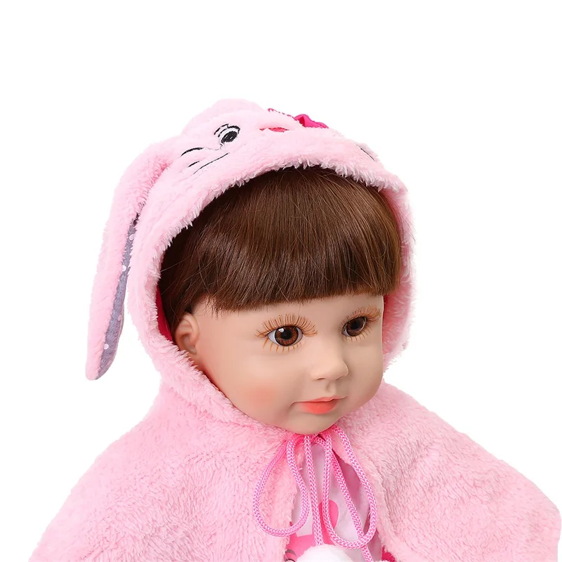 60 см Reborn Baby Doll девочка игрушка высокое качество милый мягкий силиконовый платок розовый кролик моделирование принцесса длинные волосы куклы для детей