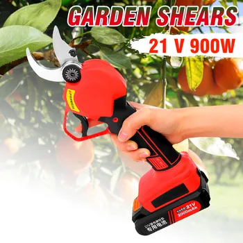 

21V 900W Rechargeable Electric Pruning Scissors Garden Pruning Shears Pruner Secateur Branch Cutter Cutting Tool with 2 Battery