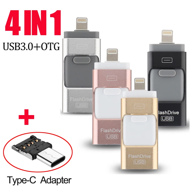 

4 in 1 Multi-function Type C USB Flash Drive 32GB Mobile Phone OTG USB Pendrive 64GB 128GB Metal Pen Drive 32G Dropshipping 3.0