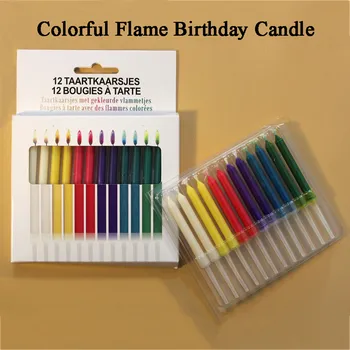 

High-quality environmental wax Creative Happy Birthday Candle 12pcs Party Festival Dreams Colorful Flames Smoke-free
