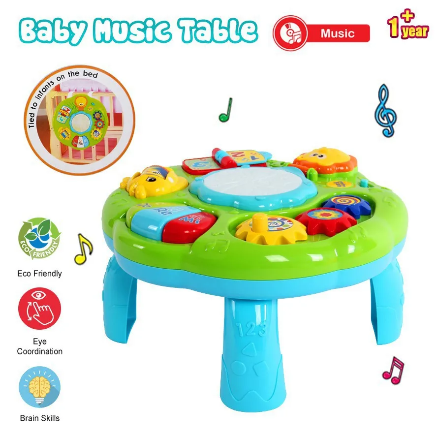 Музыкальная настольная игрушка для раннего обучения, 2 в 1, настольное пианино, игрушка для электронного обучения, развивающий центр, игрушки для малышей, интерактивные игрушки