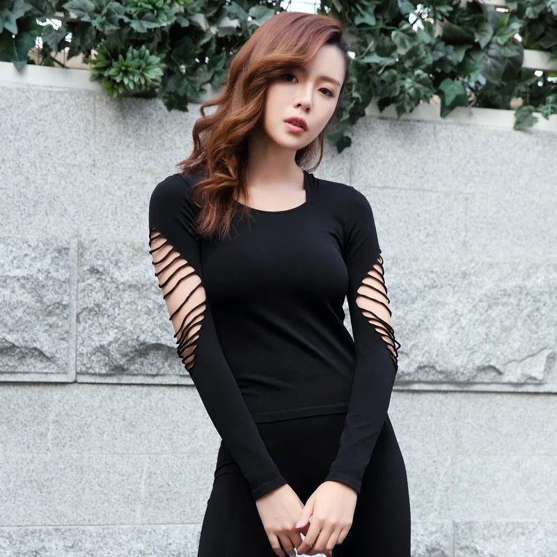 

Quick-drying tight sports jacket women's long sleeve mesh fitness clothes running T-shirt training clothes slim lady clothes