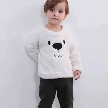 

Kids Baby Girl Boy Fleece Top T Shirt Cartoon Animal Bear Thick Warm Autumn Winter Clothes Long Sleeve Toddler Blouse