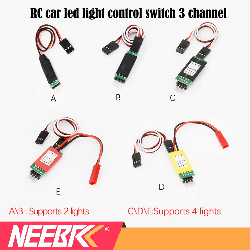 LED Lamp Light 3CH Radio Remote Control Switch Turn On/Off for RC Cars 