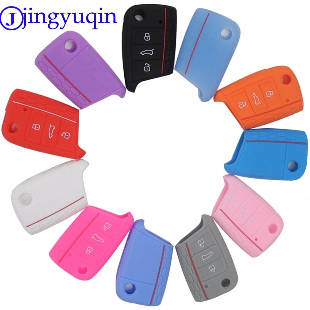 

15X 3BTN силиконовый чехол для автомобильного ключа для VW Volkswagen New Polo Golf 7 mk7 Tiguan SKODA Octavia A7 Kodiaq Karoq SEAT Ateca Leon