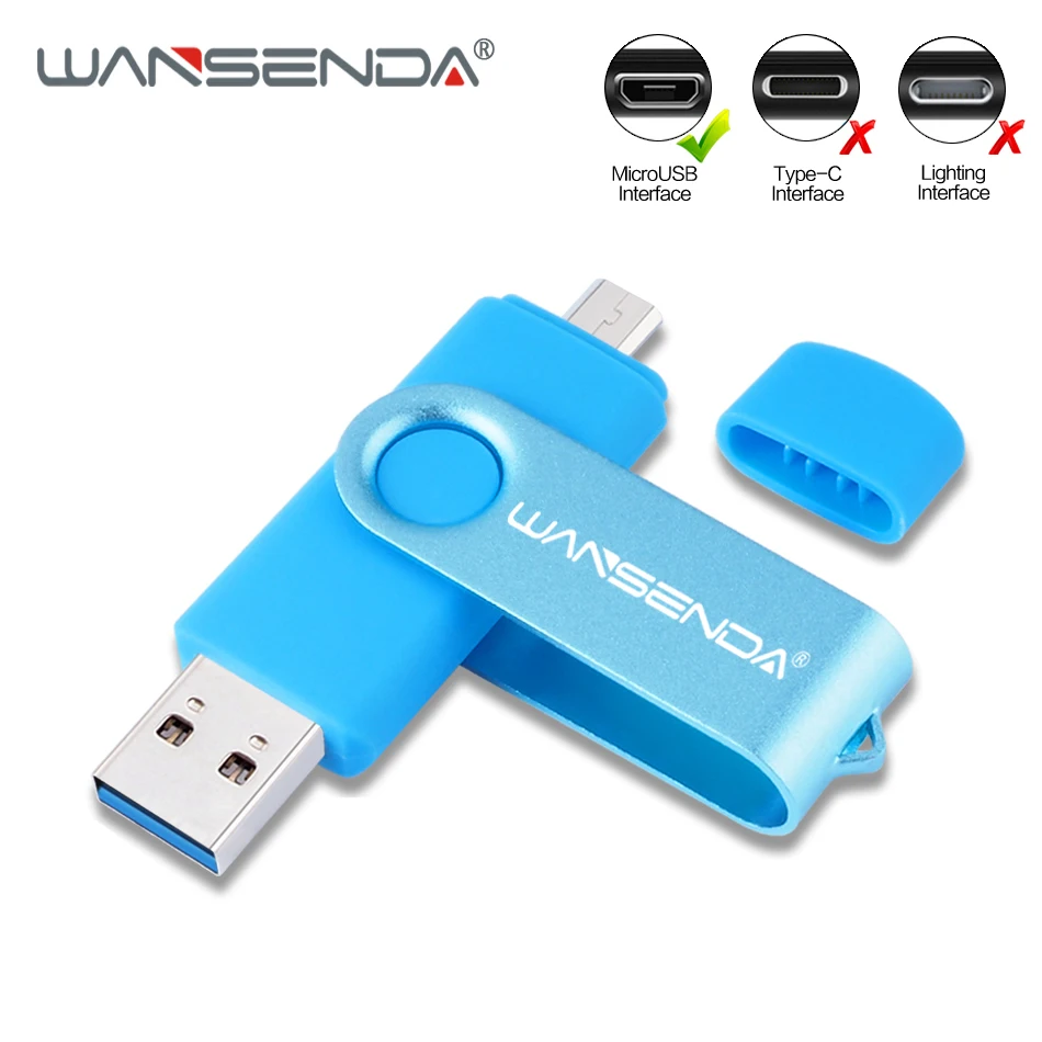 WANSENDA высокоскоростной USB флеш накопитель OTG 32 Гб Usb 64 ГБ 128 256 флешка 3 0 Флешка для