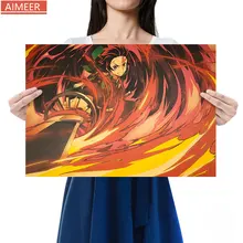 

AIMEER Popular Anime Demon Slayer Blade Style F Kamado Tanjirou Character Nostalgic Retro Kraft Paper Poster Bar Decor Painting