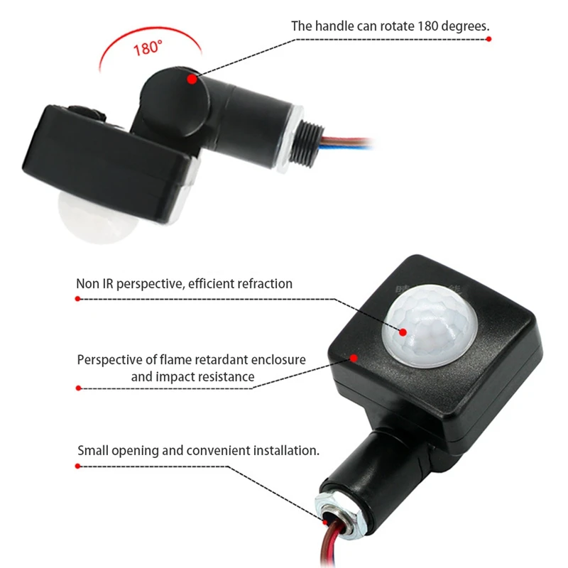 Высокое качество автоматический 10 мм 12 мм AC 85-265 в безопасности PIR инфракрасный датчик движения Детектор настенный светодиодный светильник Открытый 160 градусов