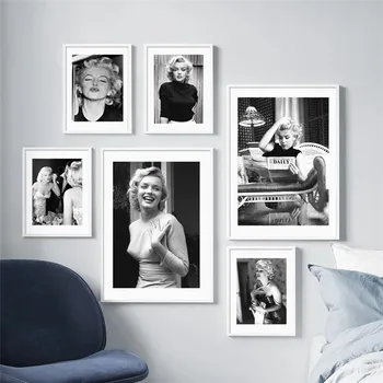 Marilyn Monroe Black & White Pictures Printed on Canvas 1