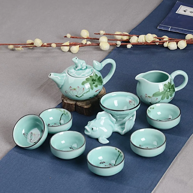 

New Products Hand-Painted Celadon Tea Set-Ceramic Kung Fu Tea Set Special Offer Household