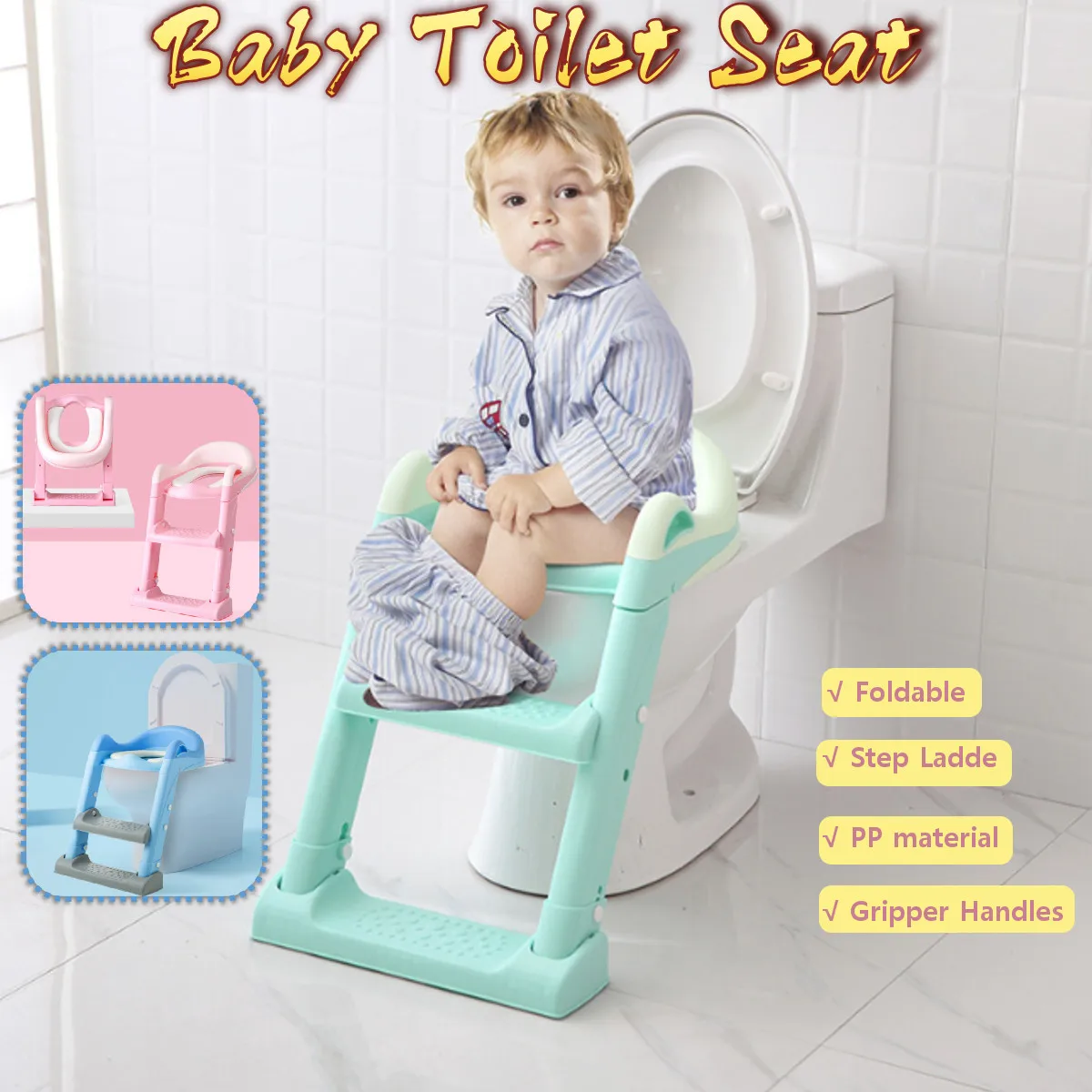 

Folding Baby Potty Infant Kids Toilet Training Seat with Adjustable Ladder Portable Urinal Potty Training Seats for Children