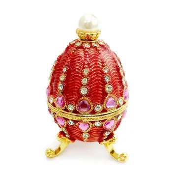 

Castle Faberge-Egg Hand Painted Jewelry Trinket Box Gift for Easter Home Decor
