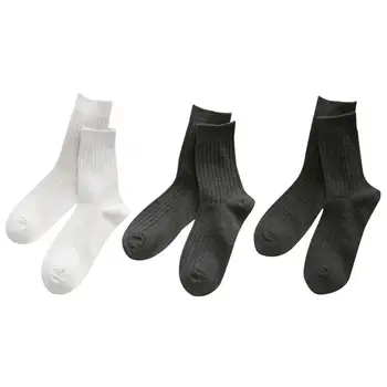 

6 Pair Men Cotton Soft Socks Autumn Winter Warm Pure Color Casual Mid-calf Socks Reasonable Thickness Comfortable Touch