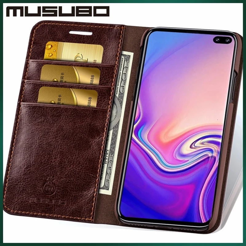 Kaufen Musubo Business Luxus Fall Für Samsung Galaxy S10 S10 + S10e Echtem Leder Flip Fällen Abdeckung für S9 Plus S8 s7 Funda Coque Capa