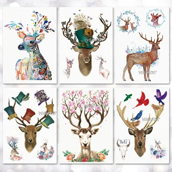 

Waterproof Temporary Tattoo Sticker Watercolor Forest deer pattern tattoo Water Transfer body art fake tattoo for women men