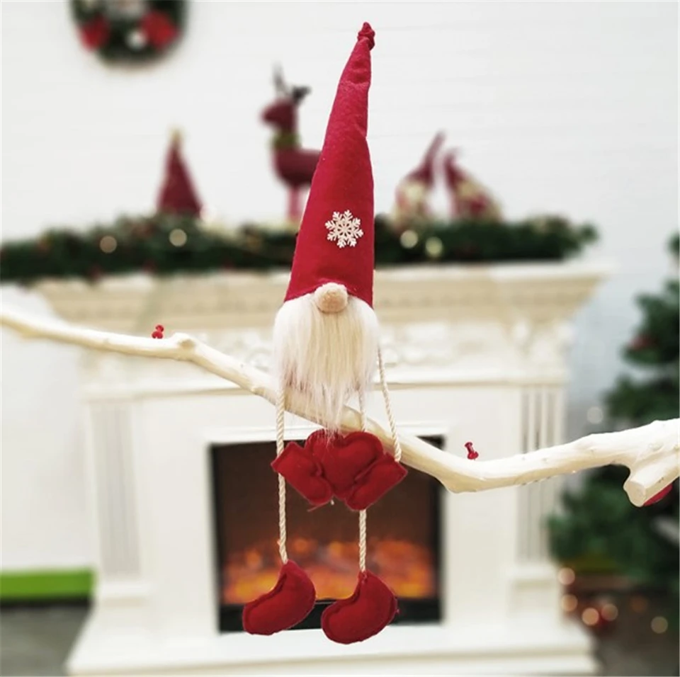 Цельность 1 шт. милое Рождественское украшение Сидящая длинная ножка без лица эльф кукольные украшения для дома Новогодний подарок для детей