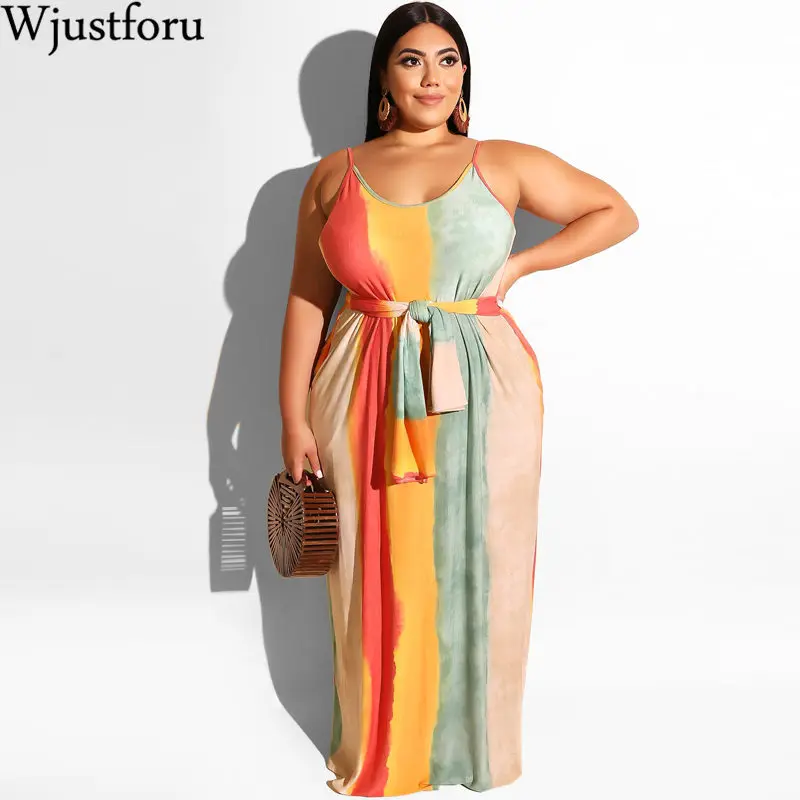 

Wjustforu Summer Casual Plus Size Dress Women Fashion Sexy Spaghetti Strap Loose Dresses Femme Bandage Off Shoulder Long Dress