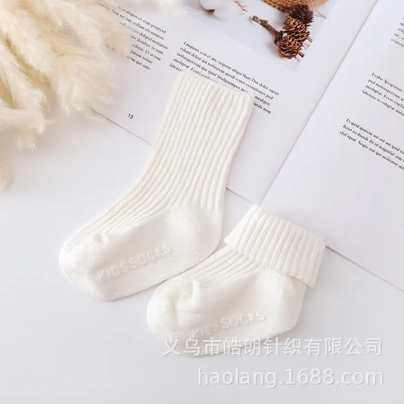 Детские носки тонкие нескользящие носки без пятки из чистого хлопка носки-тапочки новые ворсовые носки на осень - Цвет: WHITE