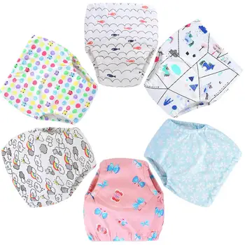 

6pcs Reusable Nappies Baby Diapers Boy Girl Simplicity Comfortable Cartoon Printing Splicing Underpants for Infants Changing