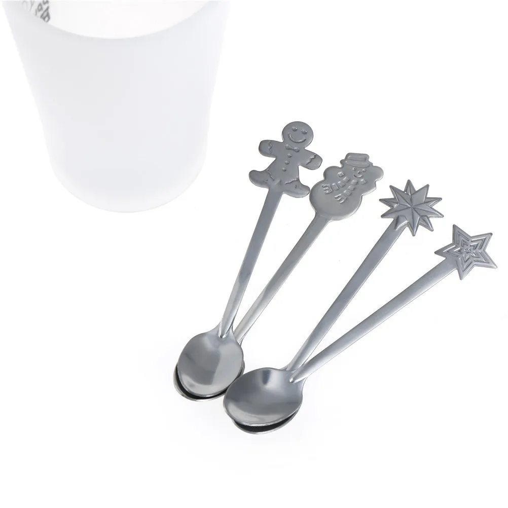 4 pcs/set Stainless Steel Coffee Spoon Christmas Spoons For Kid Drinking Tea Tableware gifts | Дом и сад