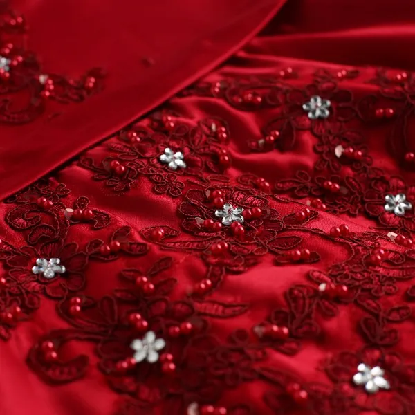 Robe de soiree, сексуальное кружевное платье с открытой спиной и аппликацией, vestido longo, длинное платье с жемчугом и кристаллами, Красное Атласное Вечернее платье, платья для матери невесты