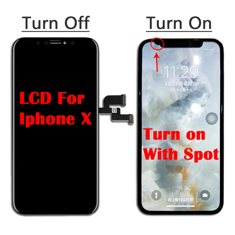 

Original Amoled lcd with spot for iphone X LCD Display +Touch Screen Digitizer Replacement For iPhoneX Assembly Parts Black