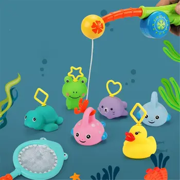 

Bath Toys for Toddlers Fun Fishing Games Bathtub Toy Shower Colorful Floating Fish with Rod Kids Indoor Bathtime Pool Ki