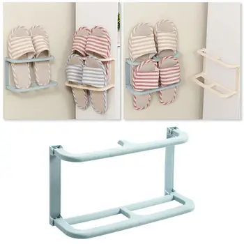 

Foldable Shoes Rack Double-Layer Slippers Rack Shoes Shelf Wall Slippers Rack Organizer Mount Storage Hanging Domestic Hold L7V3