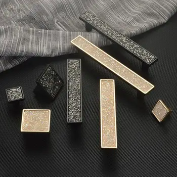 

Simple modern crystal handle black cabinet door handle wardrobe cupboard cabinet shoe cabinet drawer handle diamond handle