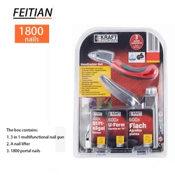 Agrafeuse 3 en 1, pistolet à ongles, outil de meubles, cadre en bois, combinaison de bandes en acier inoxydable, outils à main pour la maison 