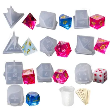 

DIY Crystal Epoxy Mold Dice Fillet Shape Multi-spec Digital Game High Mirror dice mold silicone Mould Making(Style A)