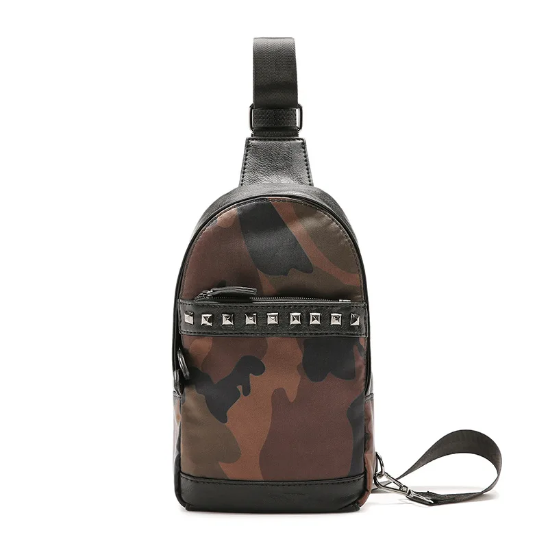 South version chest bag new leather street chest bag after tide camouflage leopard print chest bag fashion men