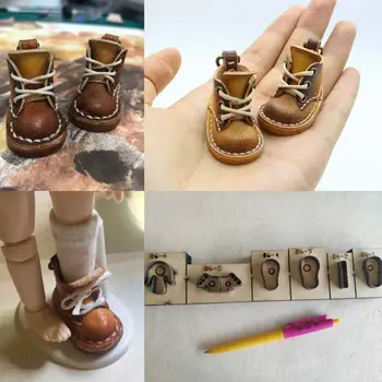 

6pcs/set Japan Steel Blade Rule Die Cut for DIY Mini Doll OB11 Shoes Key Chain Pendant Leather Craft Mould Dies Hand Punch Tool