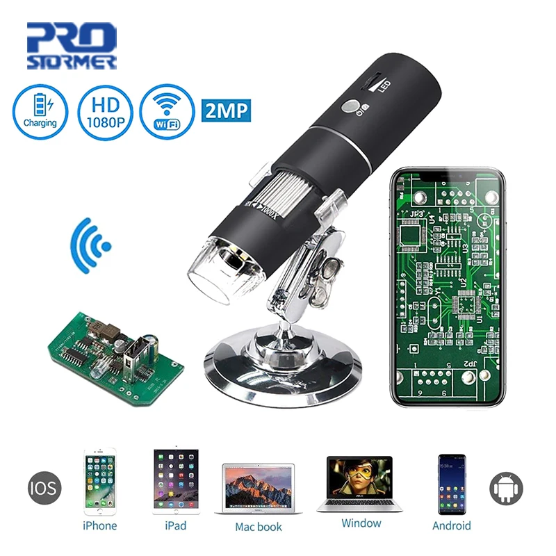 

PRESTORMER 1000X Wifi Digital Microscope for Android Iphone Mobile Phone 8 LED Soft Wire Kids Digital Microscope Zoom Camera