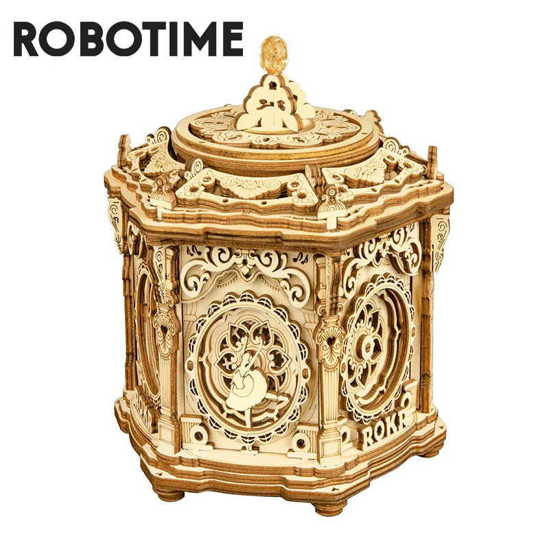 Robotime juguete 315 Uds DIY 3D jardín secreto rompecabezas de madera juego de ensamblaje caja de música de juguete para regalo para niños adultos AMK52