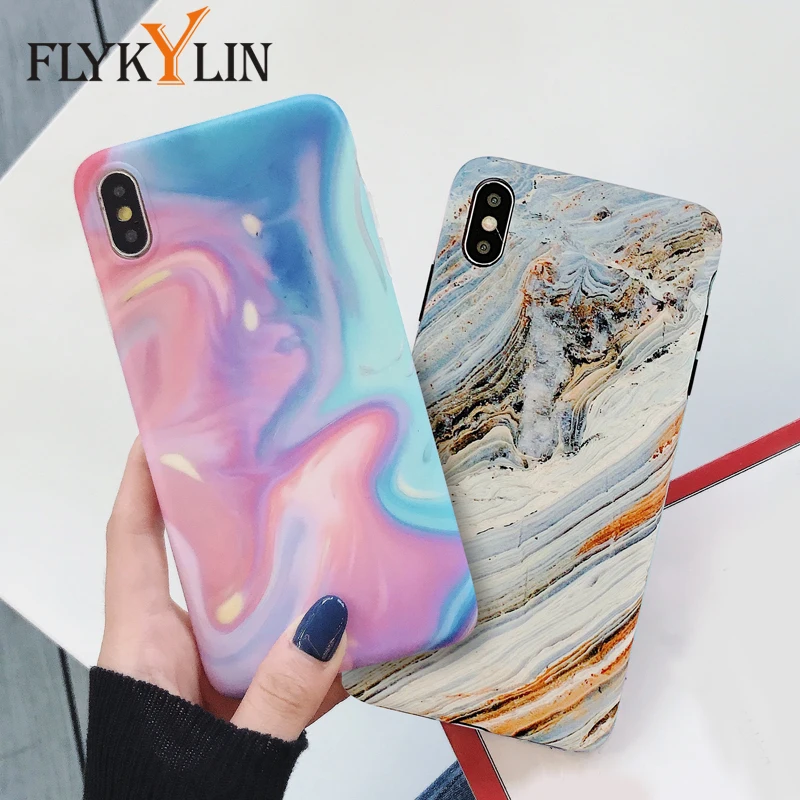 FLYKYLIN Ретро Чехол для iphone XS Max XR X 6 S 7 8 Plus задняя крышка розовый зеленый градиентный