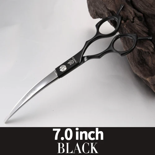 7.0 black Fenice 6,5/7,0 inch с обратным изогнутым лезвием, ножницы для стрижки собак, ножницы для Уход за лошадьми ножницы для домашних животных Уход за лошадьми ножницы для собак Ножницы продукта - Цвет: 7.0 black