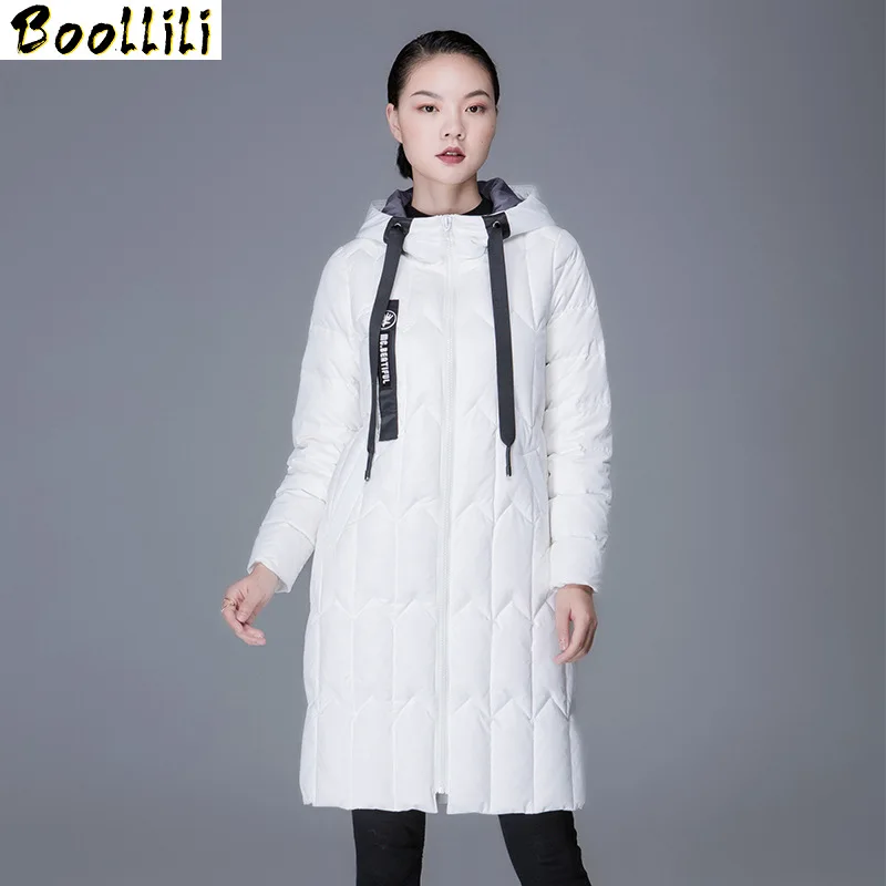 

2023 пуховик Boollili, Женское зимнее длинное пальто с капюшоном, легкая пуховая куртка на белом утином пуху, Желтые пальто, Женское пальто