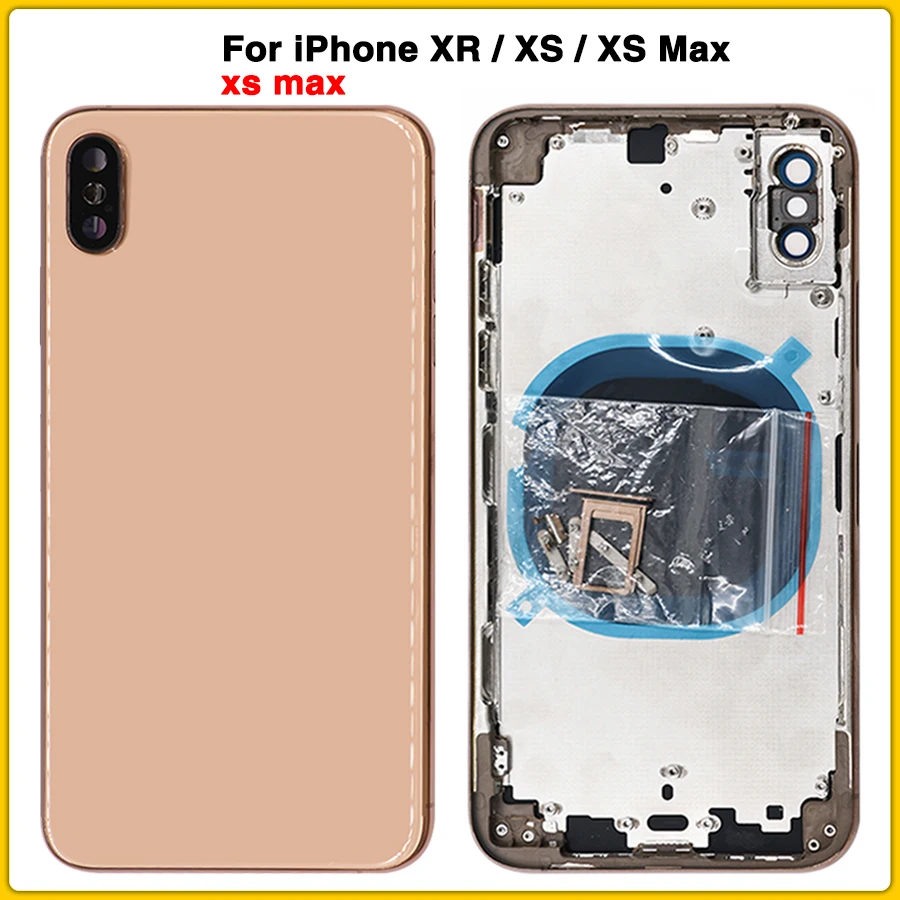 Чехол с полным корпусом для iPhone XS Max XR батарея задняя крышка Дверь задняя крышка+ шасси средняя рамка без гибкого кабеля+ sim-карта