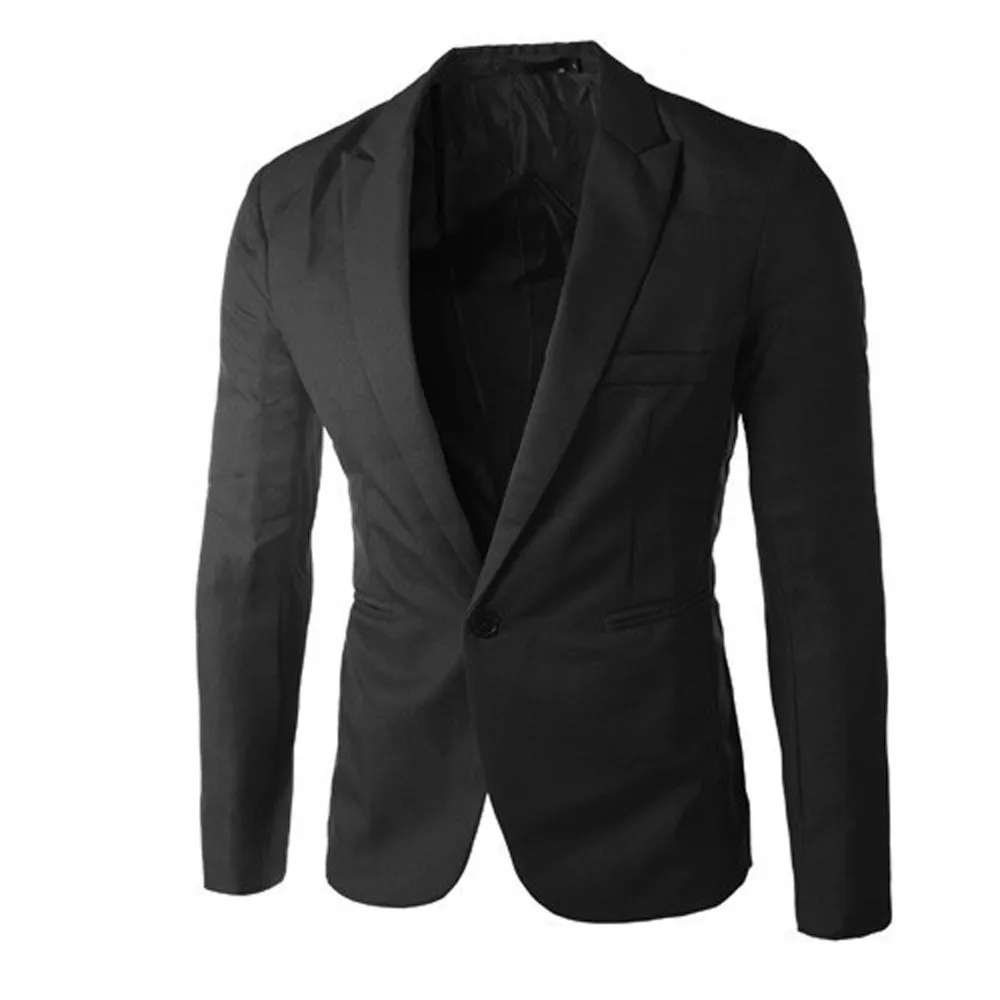 Очаровательный мужской повседневный приталенный костюм на одной пуговице, Блейзер, пальто, куртка, топы, мужская мода, erkek mon veste homme, мужской костюм, куртки для мужчин - Цвет: Черный