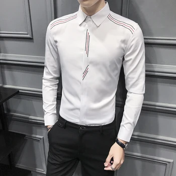 mens slim fit casual white shirt