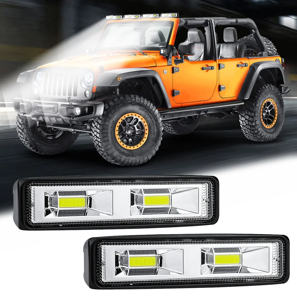 

1 Pair Car SUV 2-LED Work Driving Fog Light 12V 24V Daytime Running Spotlight Off-Road 4000LM White LED Work Lights