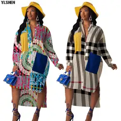 Африканские платья с принтом для женщин Vetement Femme 2019, платье с длинными рукавами, африканская одежда, модные африканские Дашики