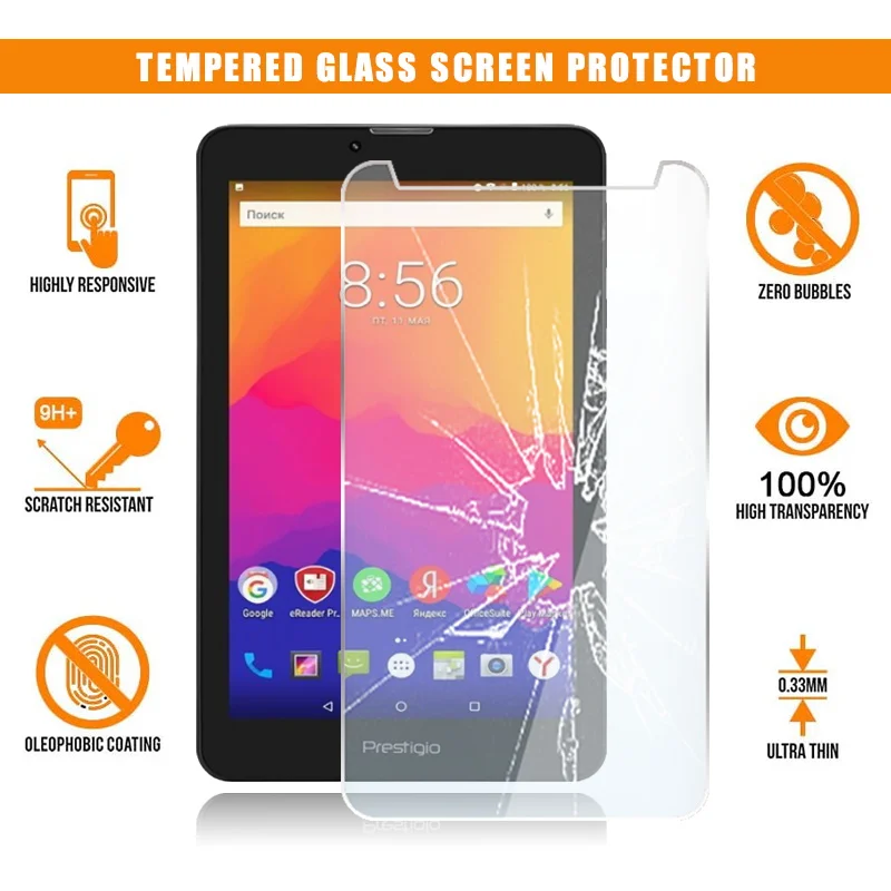 

Screen Protector for Prestigio Wize 3427 3G Tablet Tempered Glass Scratch Resistant Anti-fingerprint HD Clear Film Cover