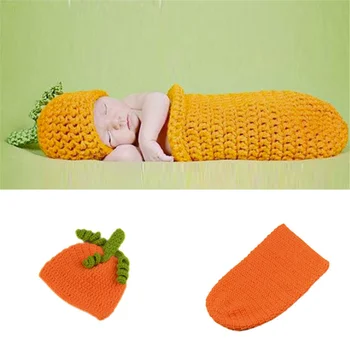 

Halloween Infant Baby Set Cute Pumpkin Knitted Crochet Cotton Photo Costume For Toddler Kids Children Halloween Party Clothing
